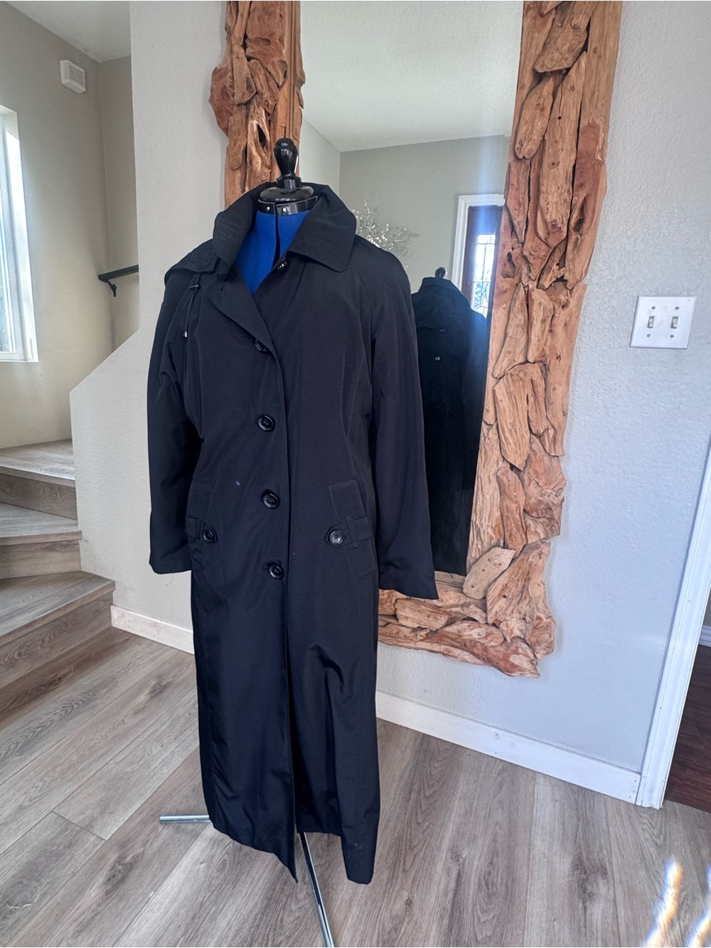 London Fog Classic Black Women's Long Trench and Rain Coat